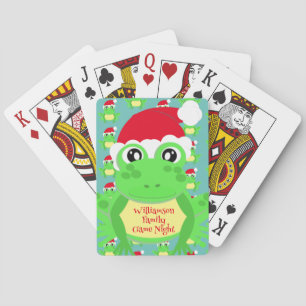 Christmas Cute Frog Santa Hat Teal Novelty Poker Cards