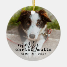 Christmas Cute Funny Pet Dog Photo Ceramic Ornamen Ceramic Ornament at Zazzle