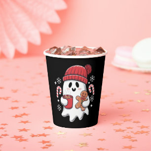 Christmas Cute Ghost Iced Coffee Retro Xmas Coffee Paper Cups