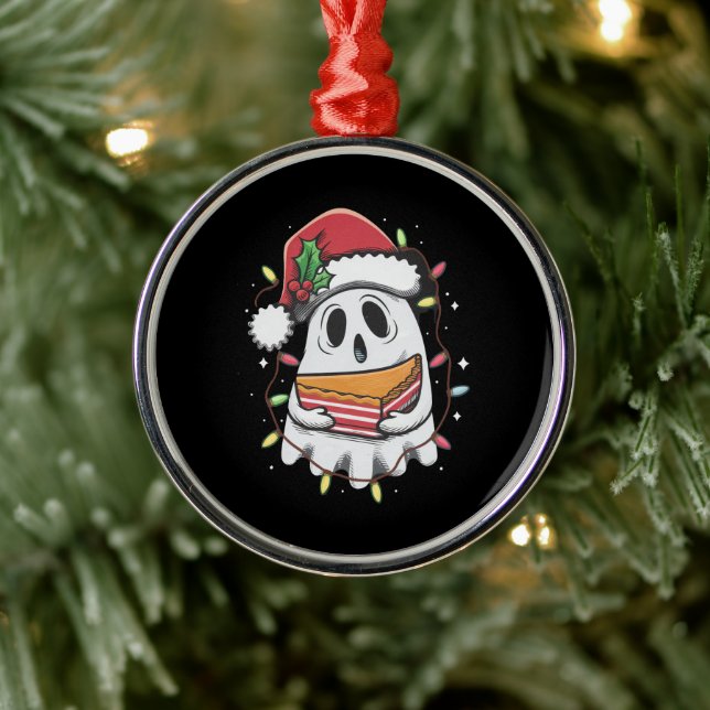Christmas Cute Ghost Santa Party Xmas Holiday  Metal Ornament (Tree)