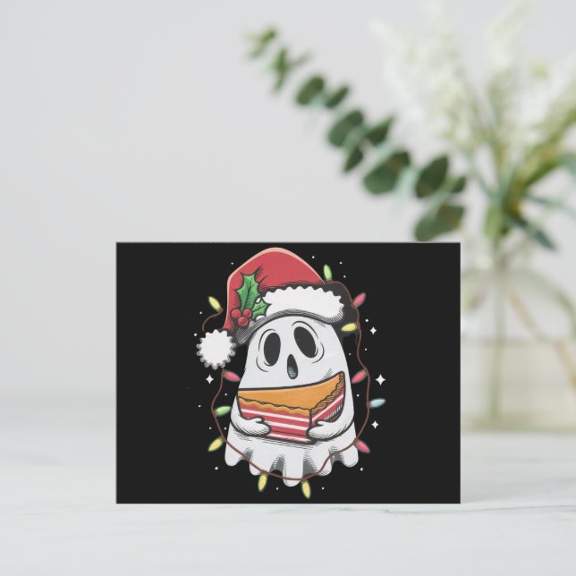 Christmas Cute Ghost Santa Party Xmas Holiday  Postcard (Standing Front)