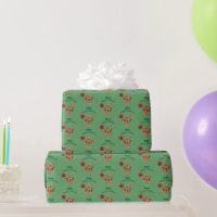 Watercolor Gingerbread Candy Cane Christmas Wrapping Paper, Zazzle