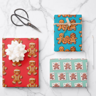 Christmas Cute Gingerbread Cookies Wrapping Paper Sheets