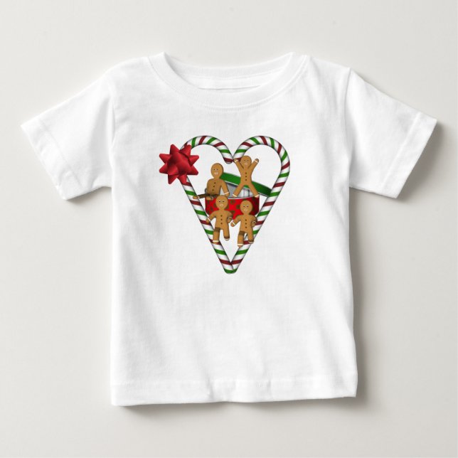 Christmas Cute Gingerbread Man Cookies Holiday Baby T-Shirt (Front)