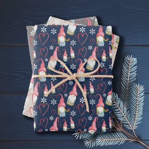 Christmas Cute Gnome In Love Wrapping Paper Sheets
