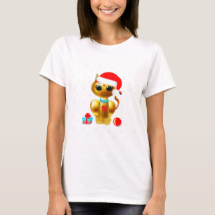 Christmas cute golden kitty cat cartoon T-Shirt