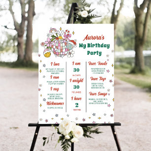 Christmas Cute Groovy Ball Birthday Milestone Sign