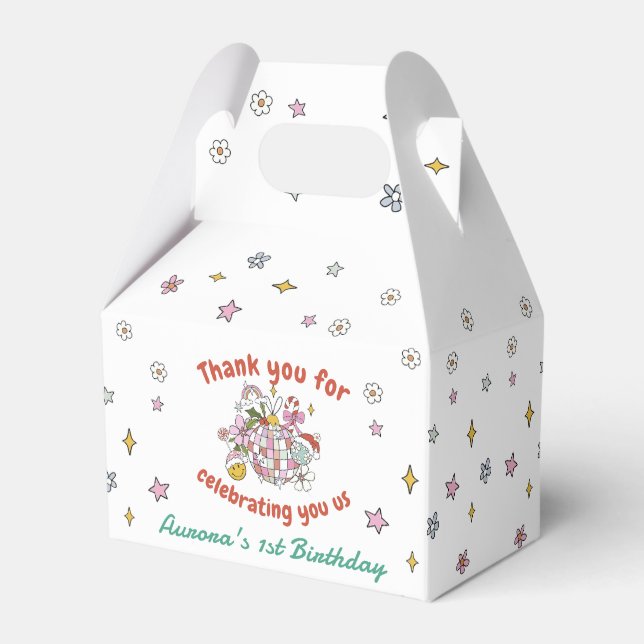 Christmas Cute Groovy Ball Birthday Party Favor Boxes (Front Side)