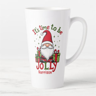 Christmas Cute Jolly Santa Personalized Name Latte Mug