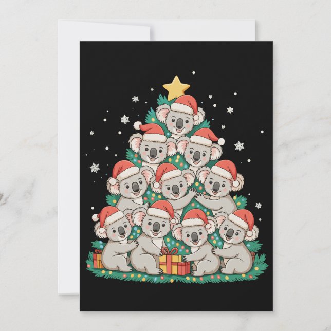 Christmas Cute Koala Tree Funny Xmas Holiday Card (Front)