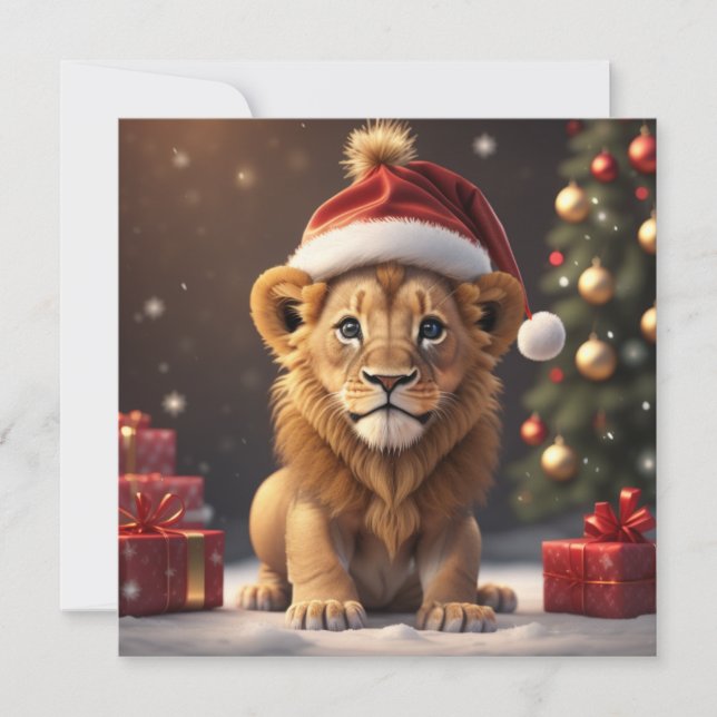 Christmas cute lion Holiday Card (Front)