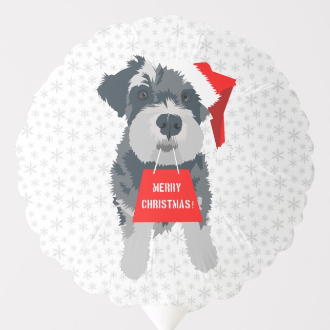 Christmas Cute Miniature Schnauzer Dog Santa Hat Balloon (Front)