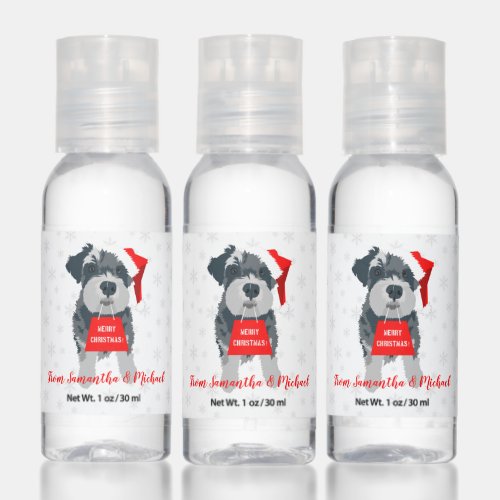 Christmas Cute Miniature Schnauzer Dog Santa Hat Hand Sanitizer