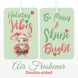 Christmas cute mouse holiday green red air freshener