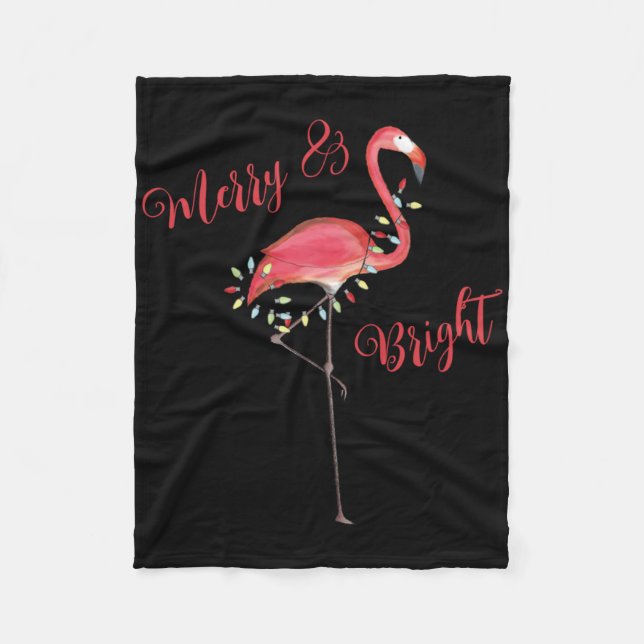 Christmas Cute Nk Flamingo String Lights T Shirt  Fleece Blanket (Front)