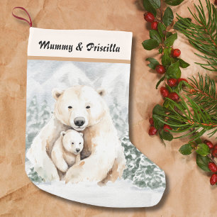 Christmas Cute Parent and Child Polar Bear Small Christmas Stocking