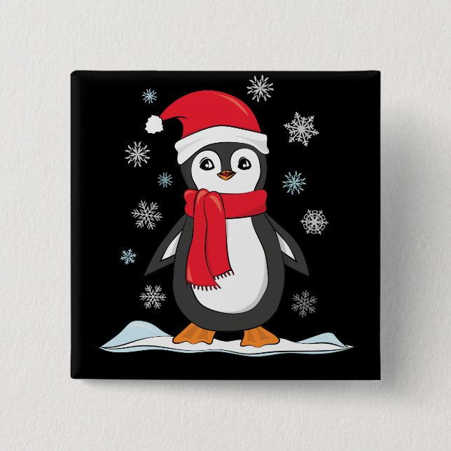 Christmas Cute Penguin Button (Front)