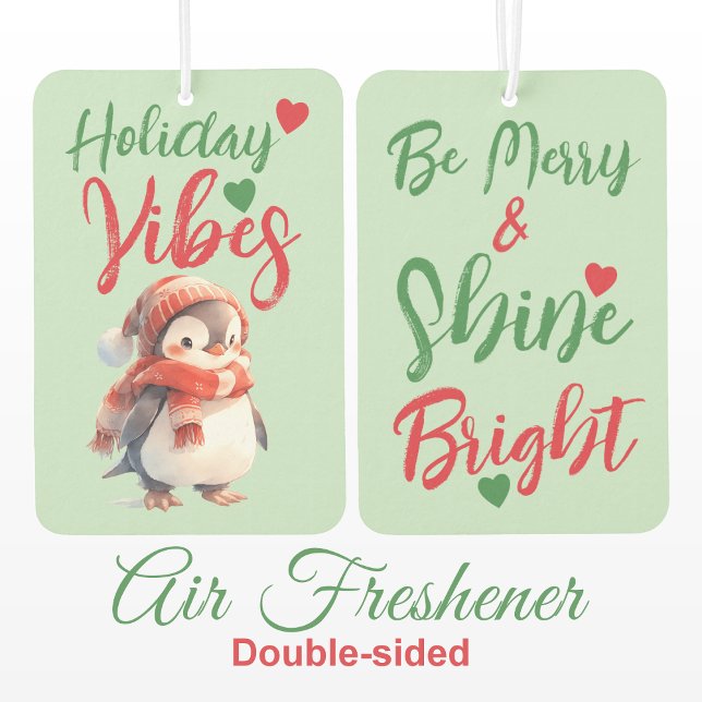 Christmas cute penguin holiday green red air freshener (Creator Uploaded)