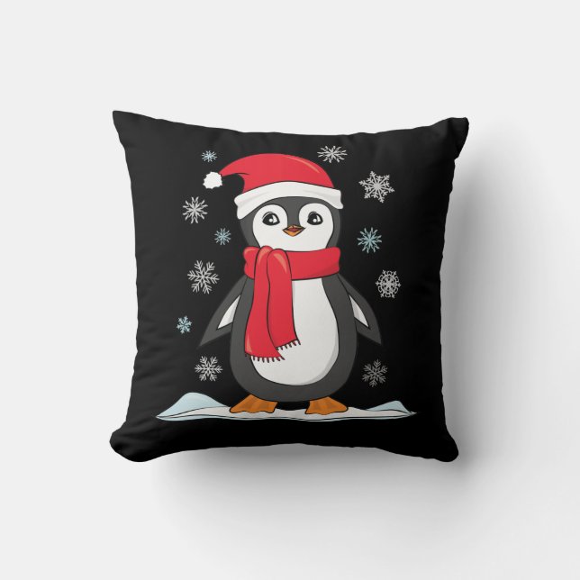 Christmas Cute Penguin Throw Pillow (Front)