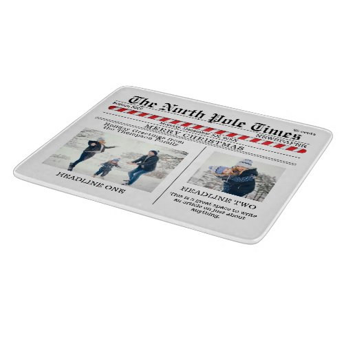 Christmas Cute Photo Collage Simple Newspaper Cutting Board