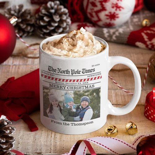 Christmas Cute Photo Whimsical Newspaper Print Coffee Mug