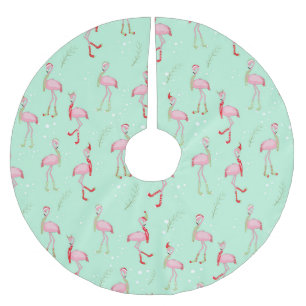Christmas Cute Pink Flamingo Brushed Polyester Tree Skirt
