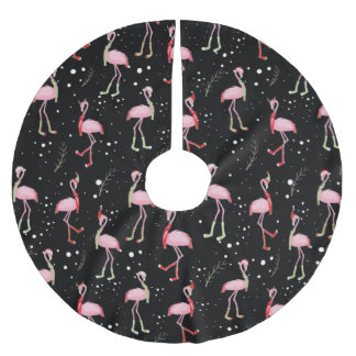 Christmas Cute Pink Flamingo Brushed Polyester Tree Skirt