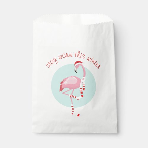 Christmas Cute Pink Flamingo  Favor Bag