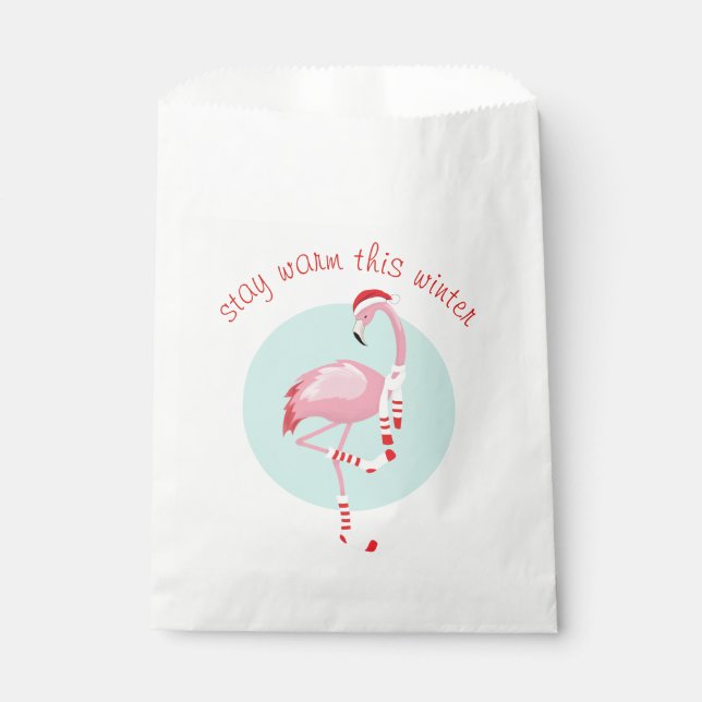 Christmas Cute Pink Flamingo  Favor Bag (Front)