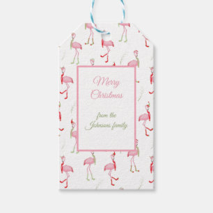 Christmas Cute Pink Flamingo Pattern Gift Tags