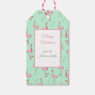 Christmas Cute Pink Flamingo Pattern Gift Tags