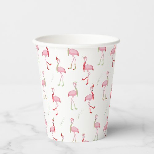   Christmas Cute Pink Flamingo Pattern  Paper Cups