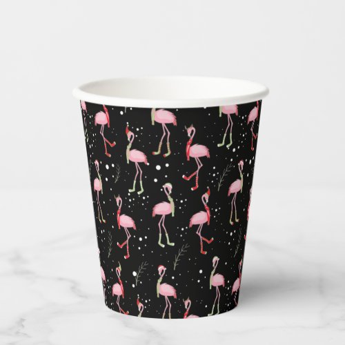   Christmas Cute Pink Flamingo Pattern  Paper Cups