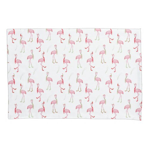 Christmas Cute Pink Flamingo Pattern Pillow Case