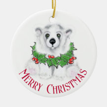Christmas cute polar bear cub, Santa bear cub 