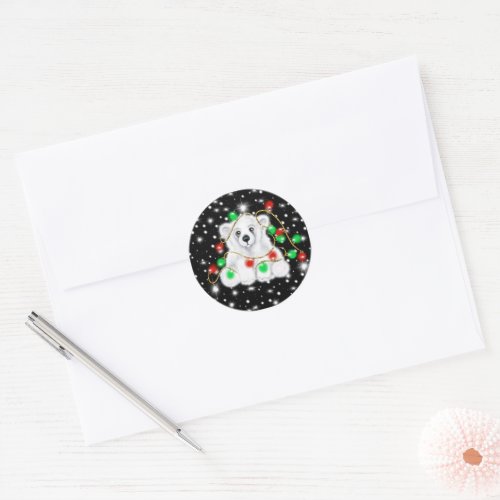 Christmas cute polar bear cub Santa bear cub  Classic Round Sticker