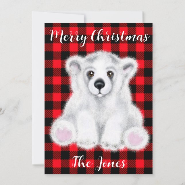 Christmas cute polar bear cub, Santa bear cub  Invitation (Front)