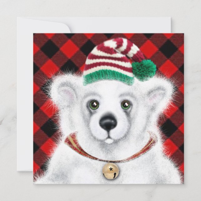 Christmas cute polar bear cub, Santa bear cub  Invitation (Front)