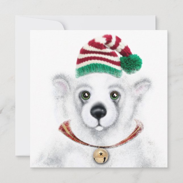 Christmas cute polar bear cub, Santa bear cub  Invitation (Front)