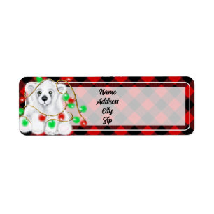 Christmas cute polar bear cub, Santa bear cub Label