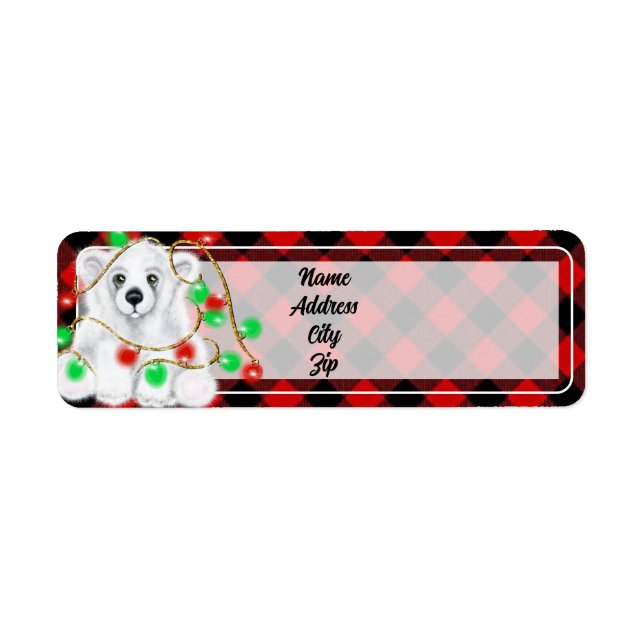 Christmas cute polar bear cub, Santa bear cub  Label (Front)