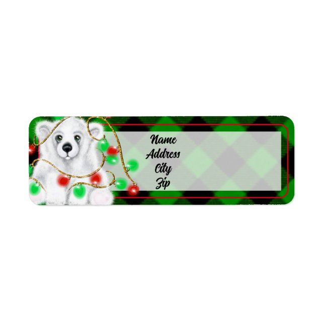 Christmas cute polar bear cub, Santa bear cub  Label (Front)