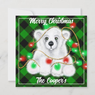 Christmas cute polar bear cub, Santa bear cub Note Card