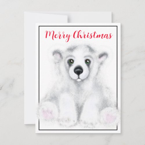Christmas cute polar bear cub Santa bear cub  Note Card