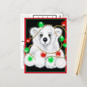 Christmas cute polar bear cub, Santa bear cub Postcard