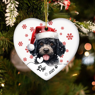 Christmas Cute Poodle Dog Personalized Ceramic Ornament