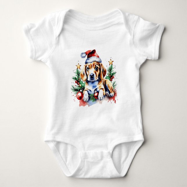 Christmas cute puppy baby bodysuit (Front)