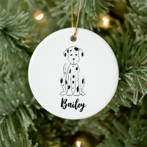 Christmas Cute Puppy Dog Dalmatian Holiday  Ceramic Ornament