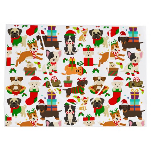 Christmas Cute Puppy Dog Large Gift Bag