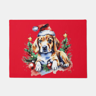 Christmas cute puppy doormat